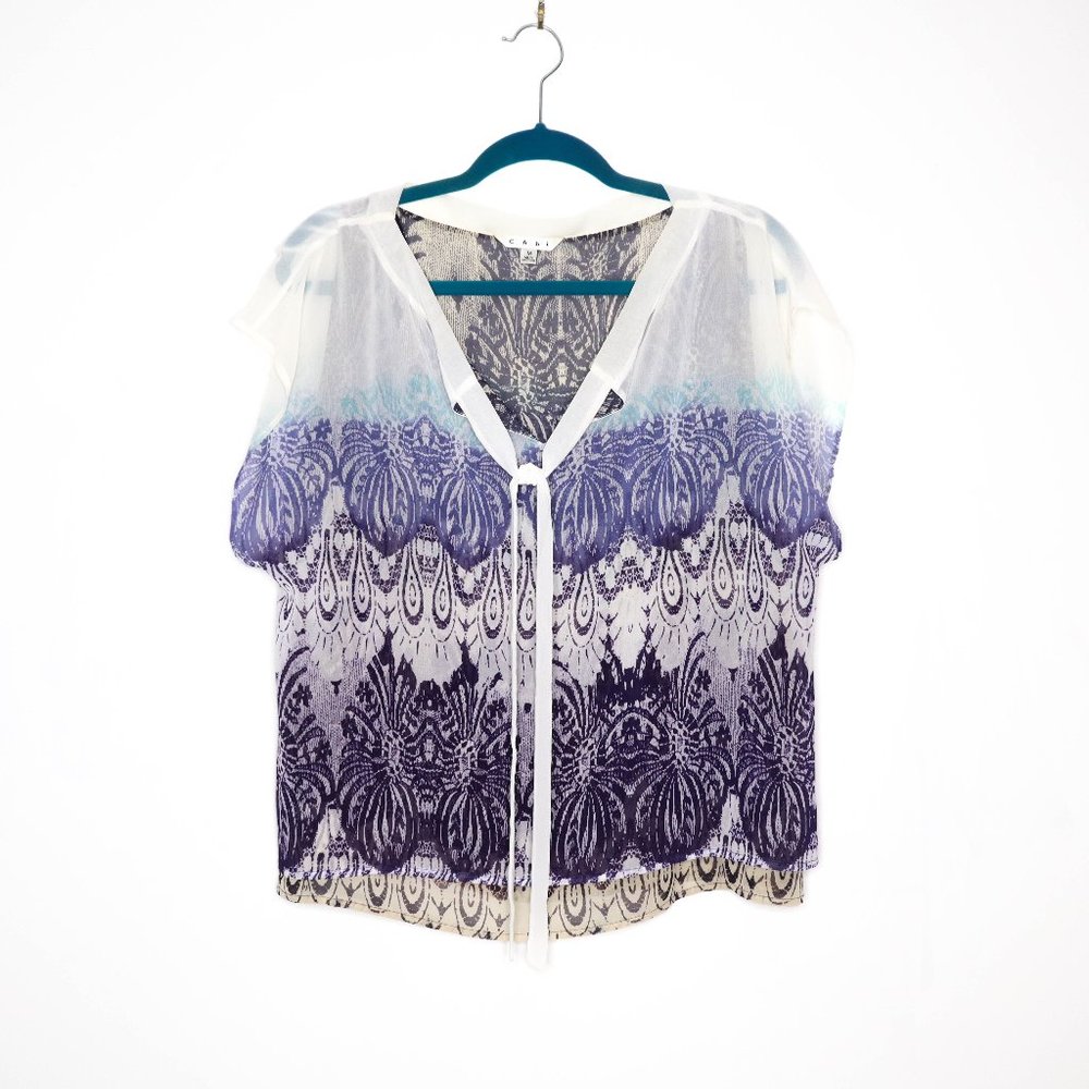 CAbi | #238 Chiffon Tie Neck Blouse M